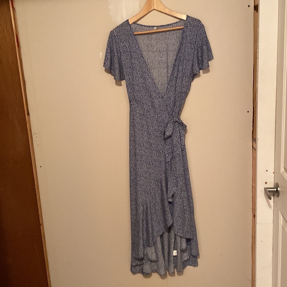 Airy wrap maxi dress blue print - Picture 3 of 3